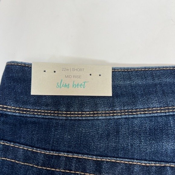 NWT Maurices Blue Jeans Mid Rise Slim Boot Size 22W Short - Picture 7 of 11